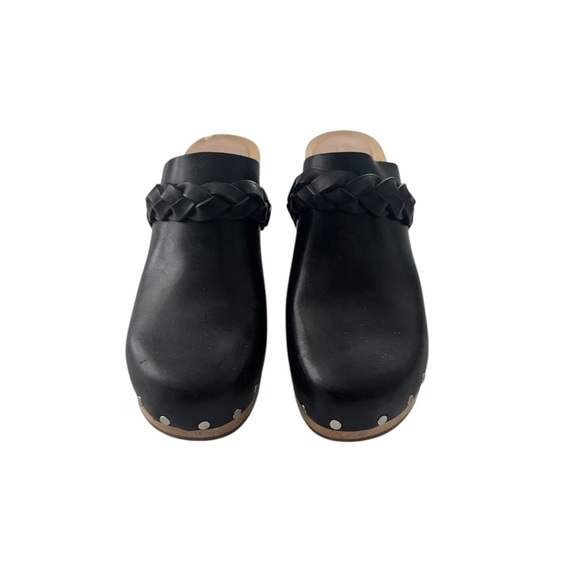 Loeffler Randall Merrill Black Braided Leather High Heel Clogs Size 6 - Picture 2 of 4